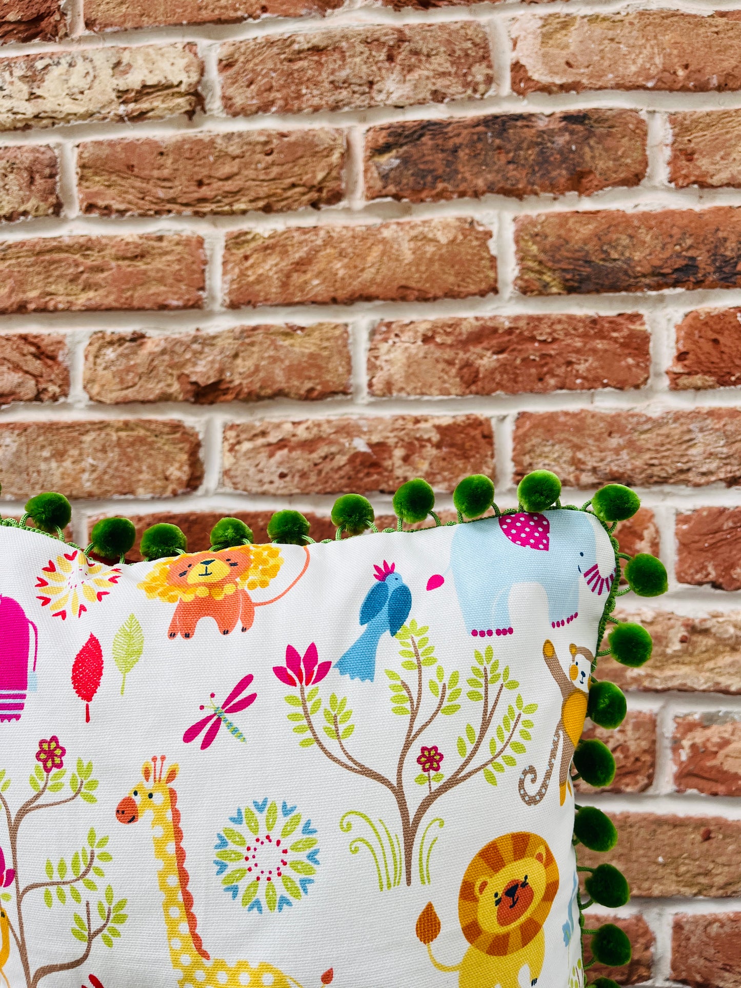 Small Animal Safari Cushion - Moss Green