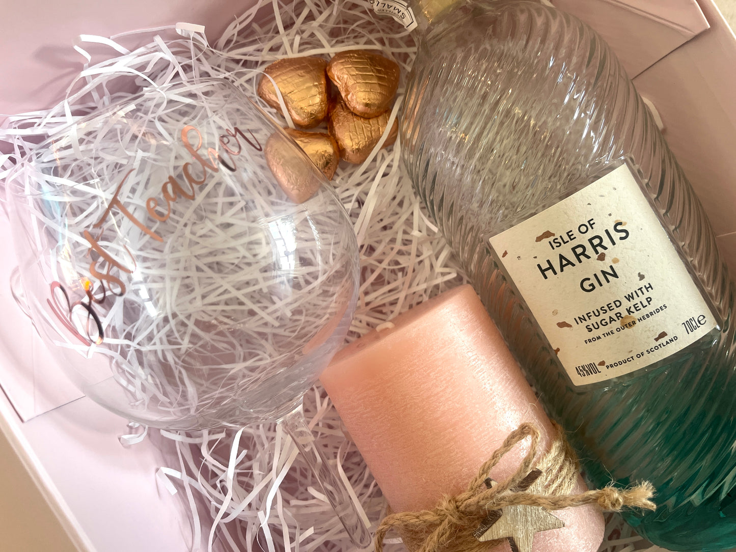 Personalised glass, candle and chocolate gift box