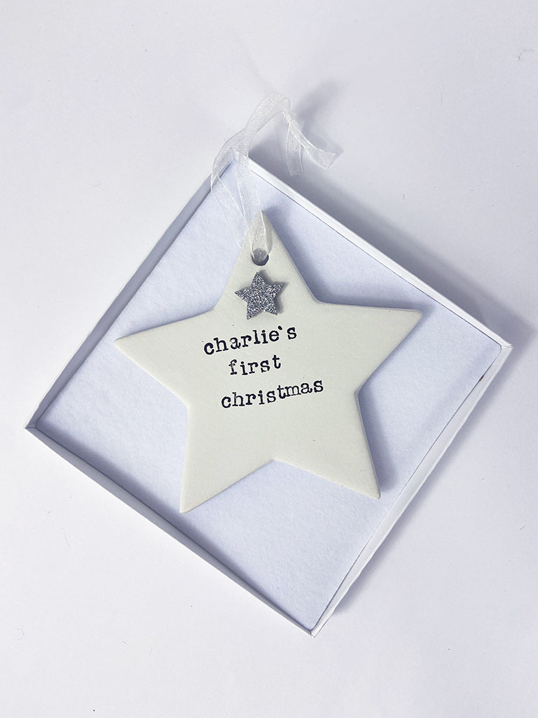 Handmade decorations - personalised hanging stars