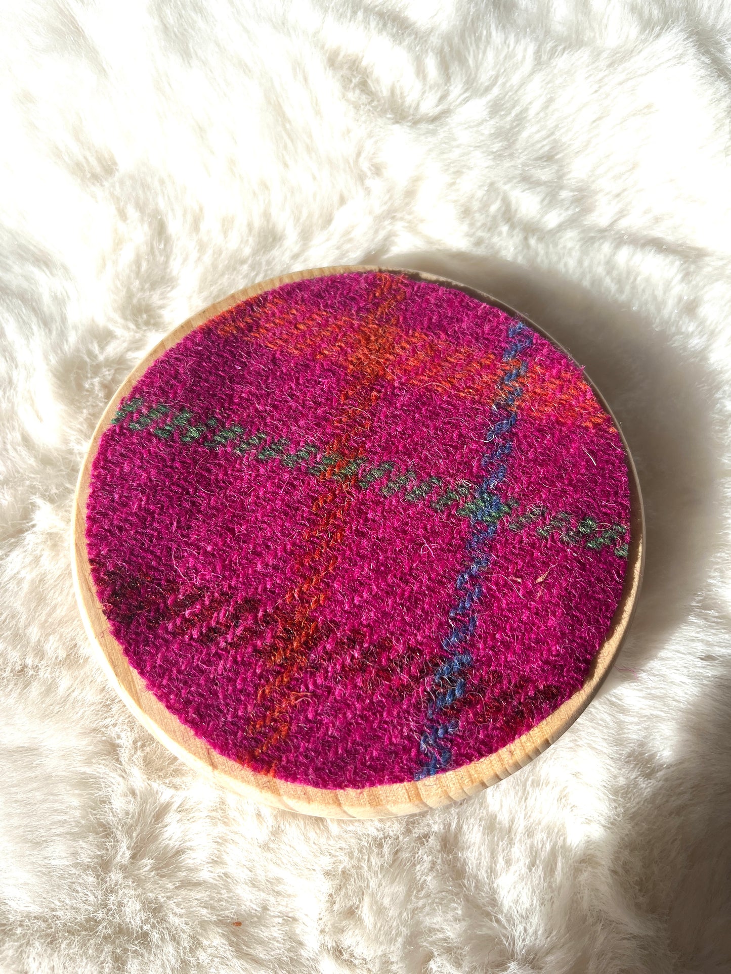 Harris Tweed and wooden coasters
