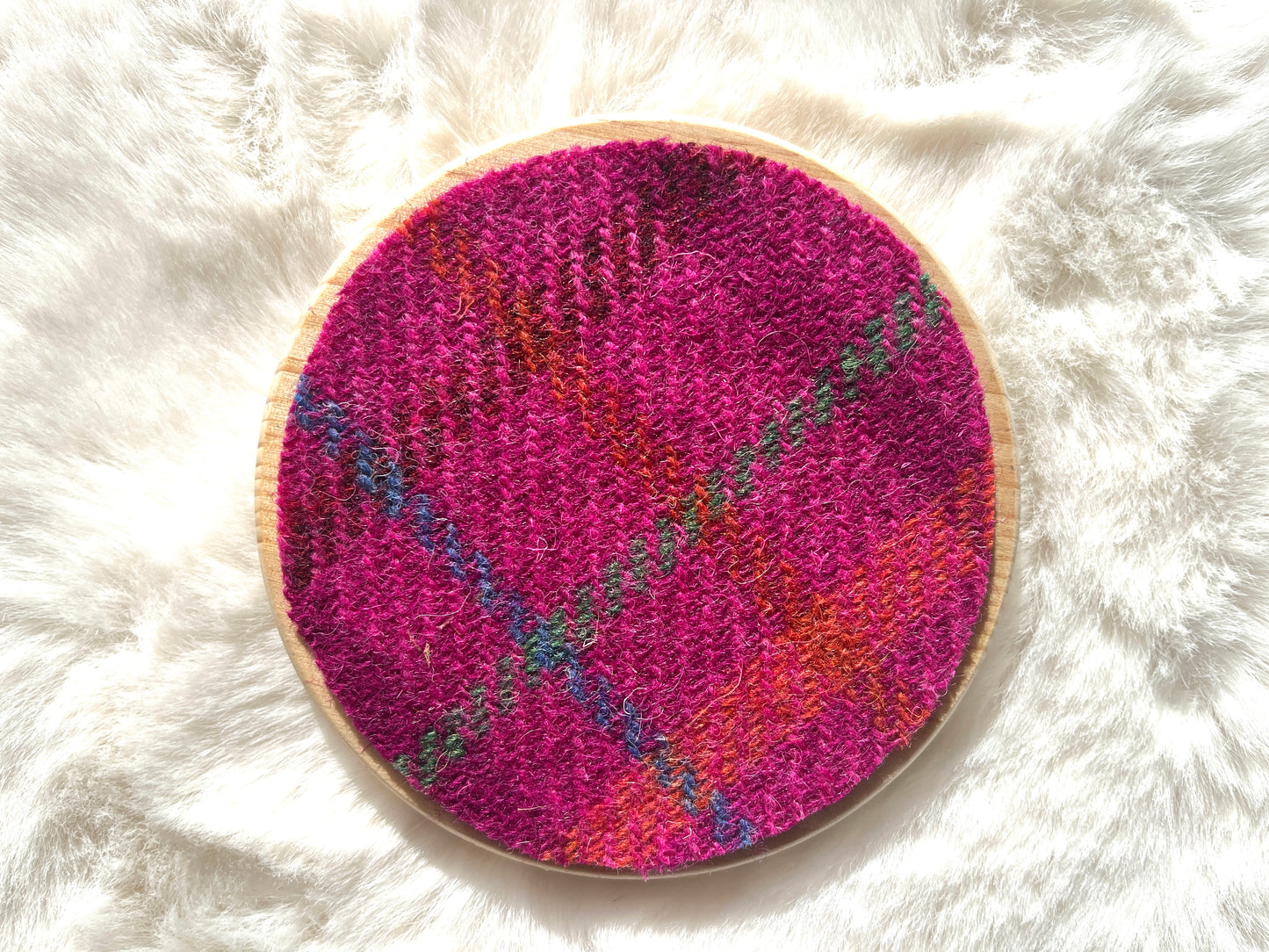 Harris Tweed and wooden coasters