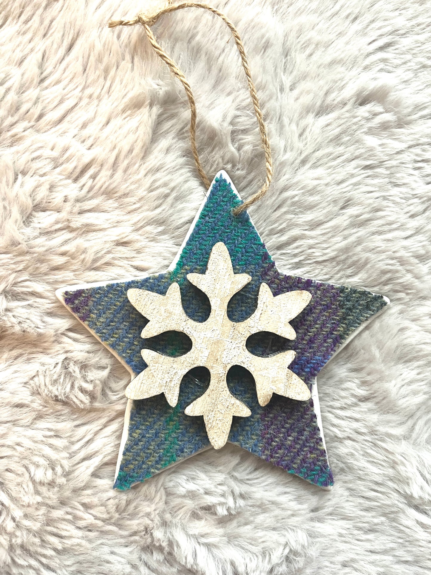Harris Tweed ceramic hanging stars