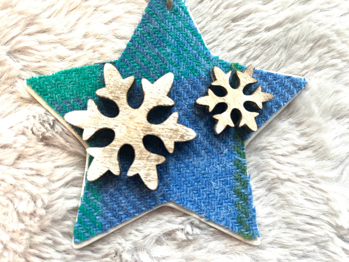 Harris Tweed ceramic hanging stars