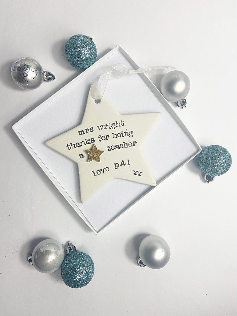Handmade decorations - personalised hanging stars