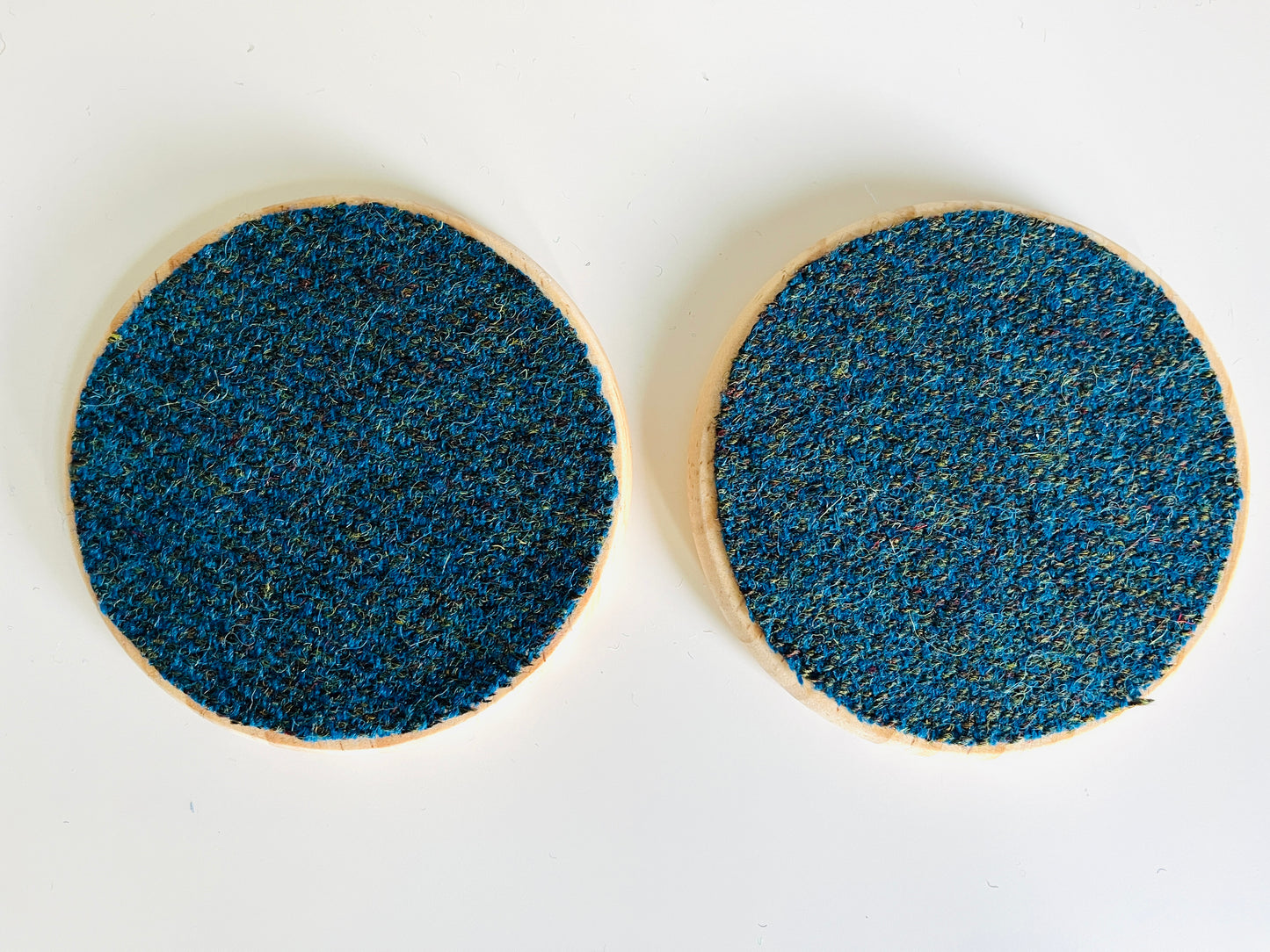 Harris Tweed and wooden coasters