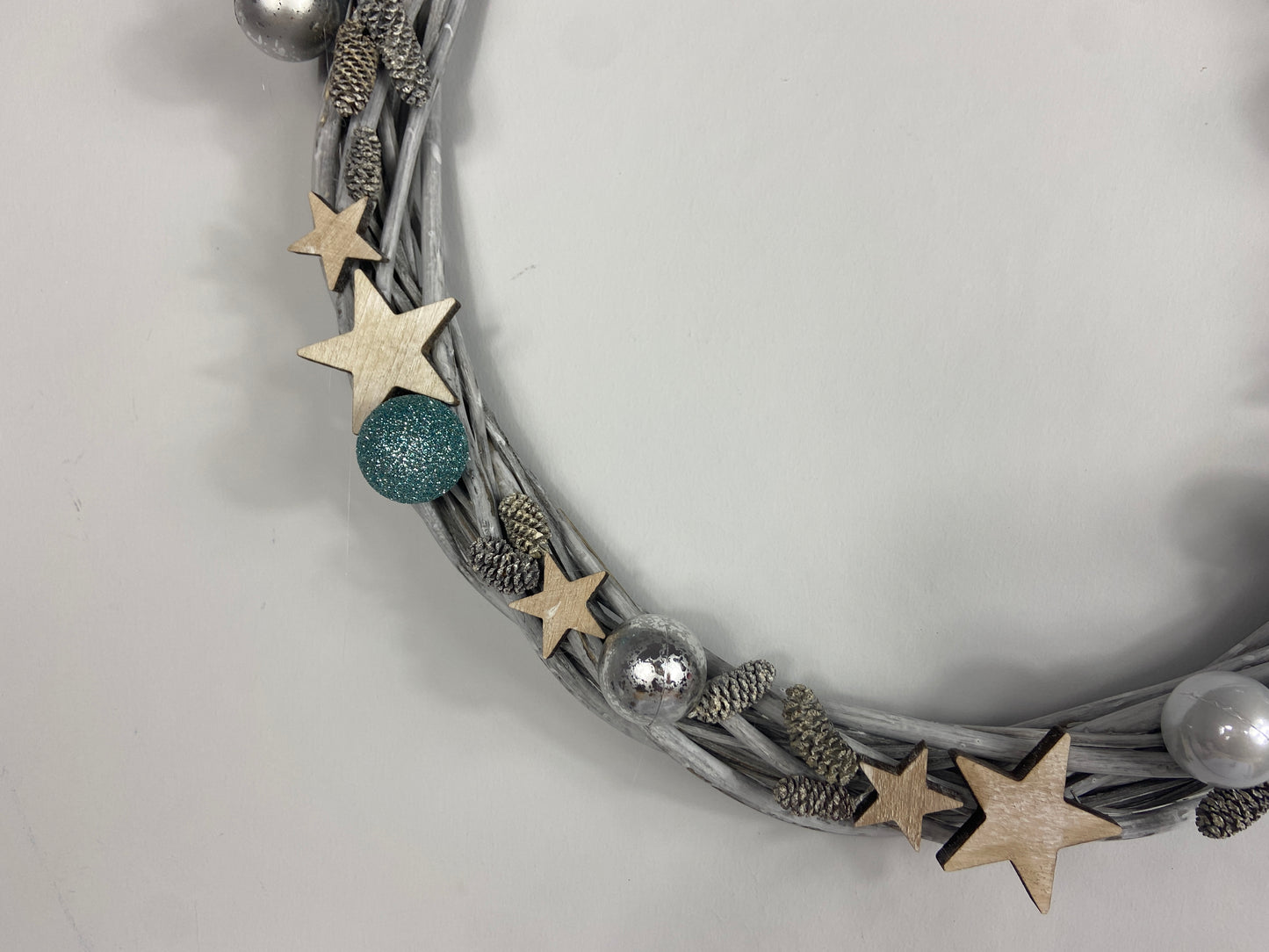 Pastel Star Grey Wicker Wreath