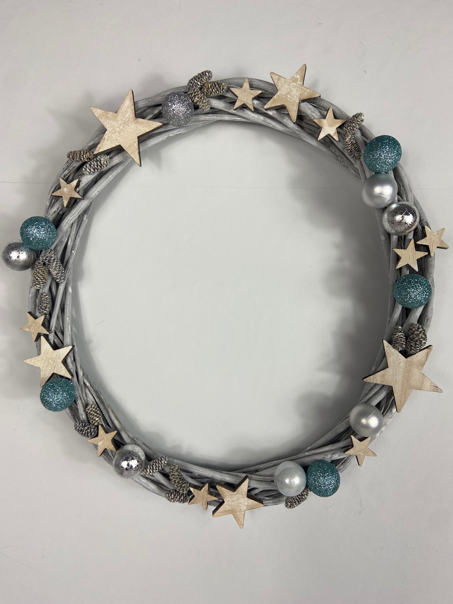 Pastel Star Grey Wicker Wreath