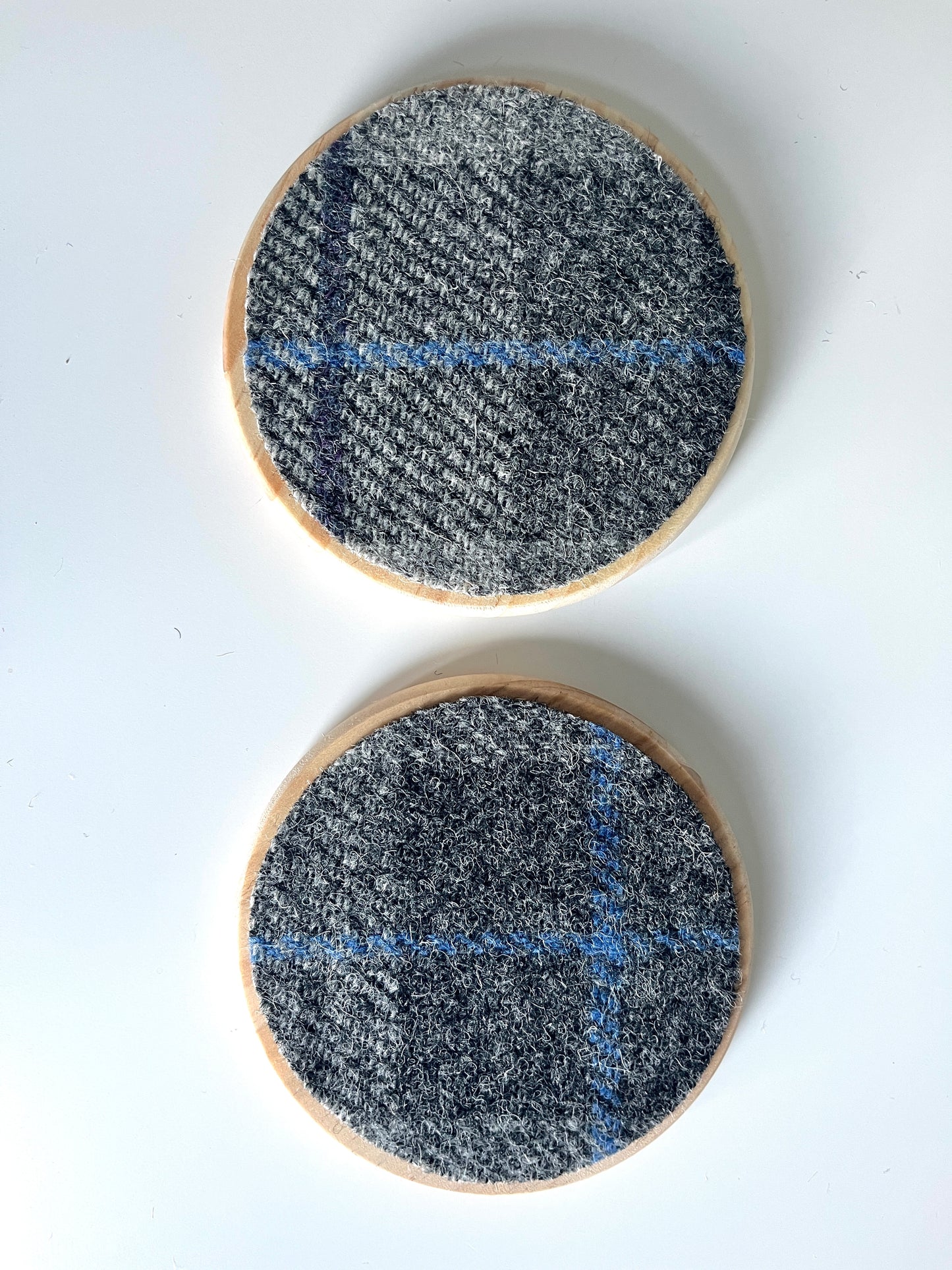 Harris Tweed and wooden coasters