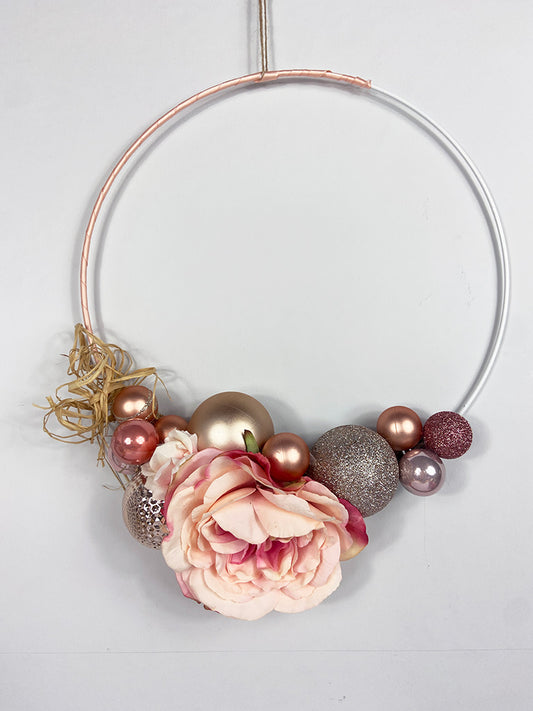 Blush pink silk flower indoor wreath