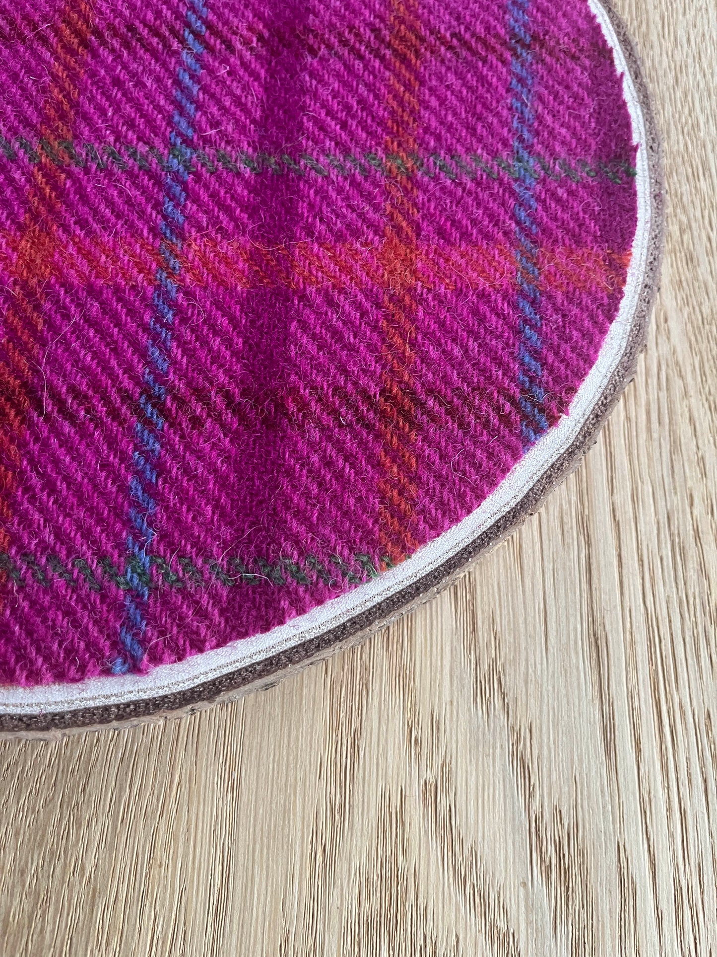 Harris Tweed Wood Slice Centrepiece Mat and matching coaster set