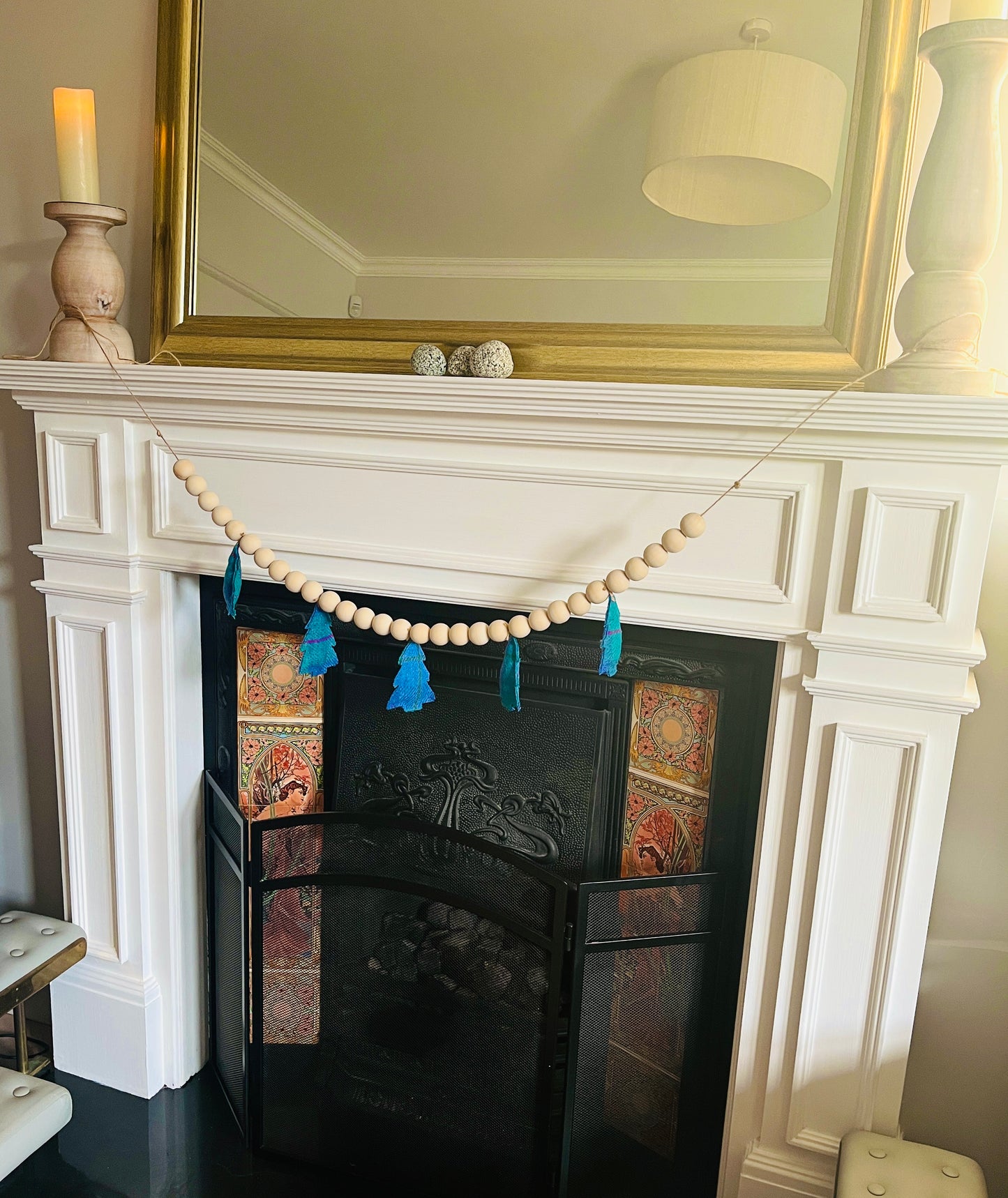 Harris tweed christmas tree garland