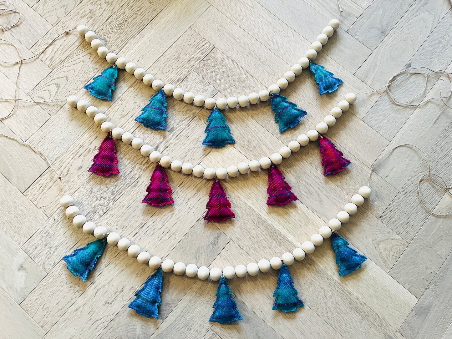 Harris tweed christmas tree garland