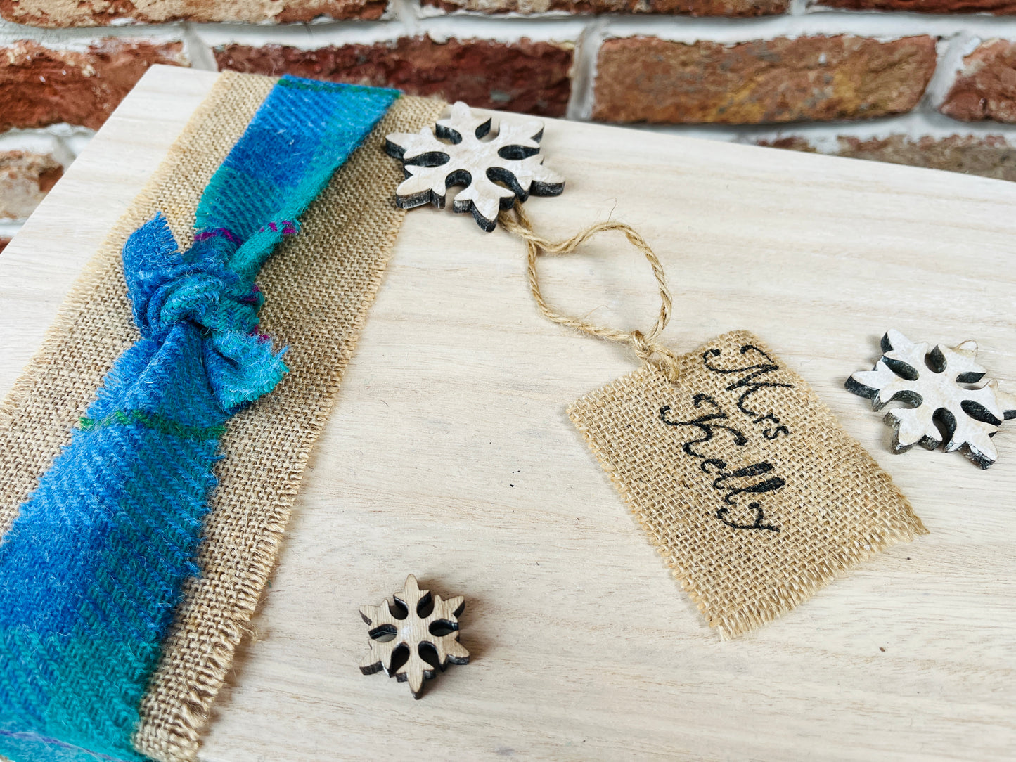 Personalised large wooden keepsake gift box with Harris Tweed