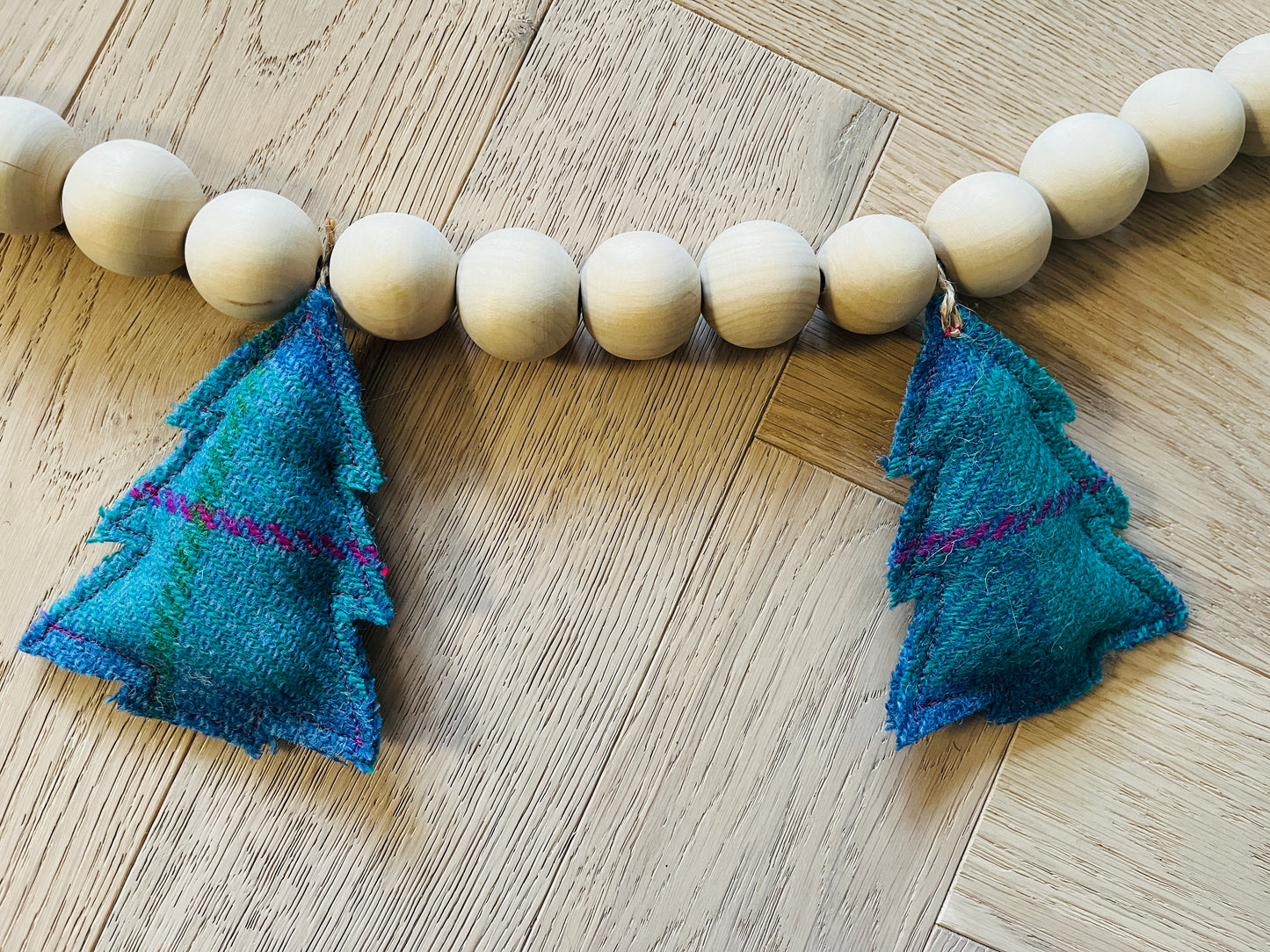Harris tweed christmas tree garland